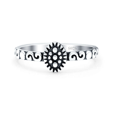 Bali Oxidized Band Solid 925 Sterling Silver Thumb Ring (7mm)